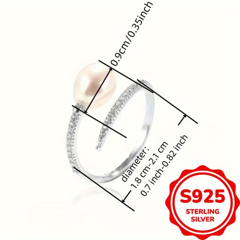 Women's S925 Silver Teardrop Pearl Adjustable Ring